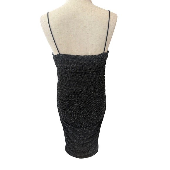 Princess Polly Reeva Black Shimmer Ruched Bodycon Mini Dress Size 0 - Picture 8 of 8